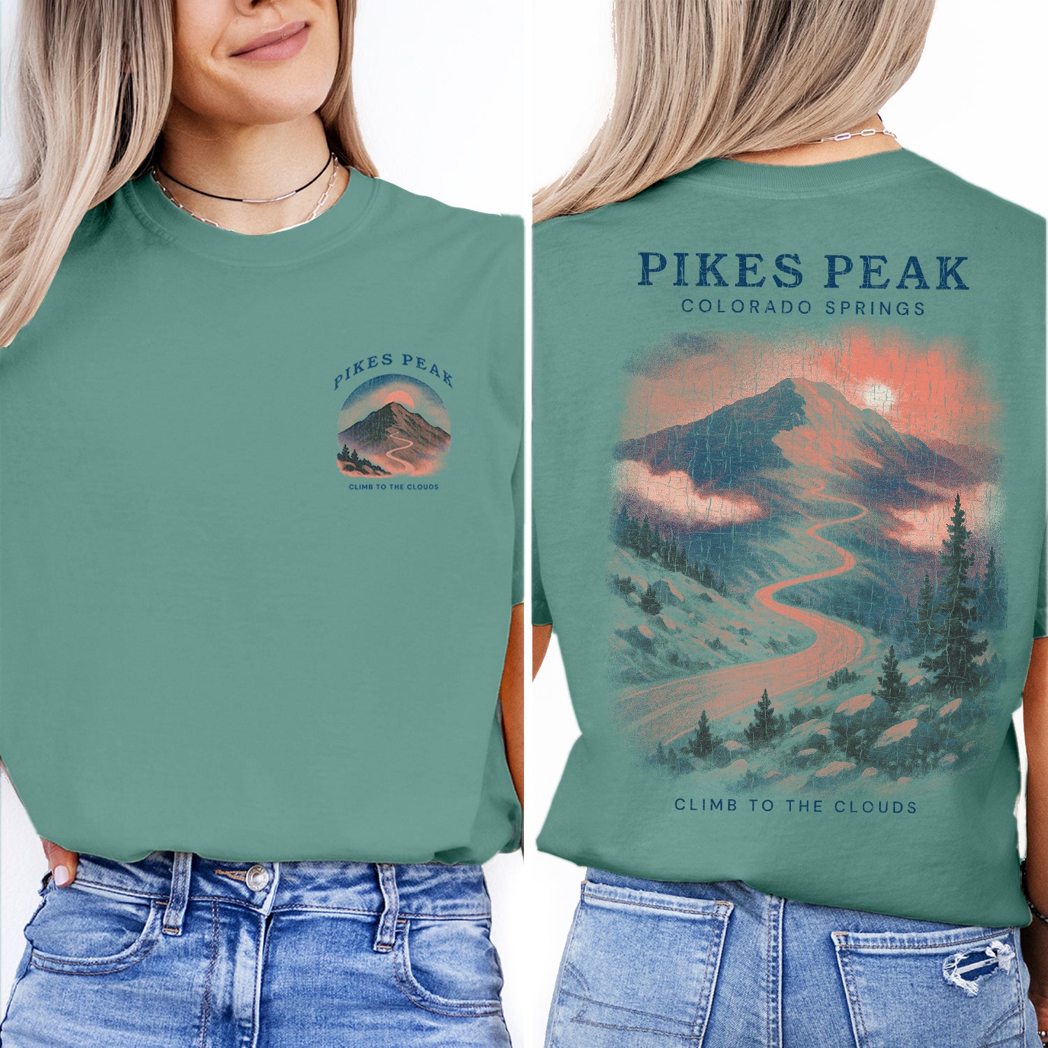 Pikes Peak Colorado Springs T-Shirt Vintage Mountain Tee | Colorado Travel Souvenir Shirt | Scenic Nature Graphic Hiking Tee