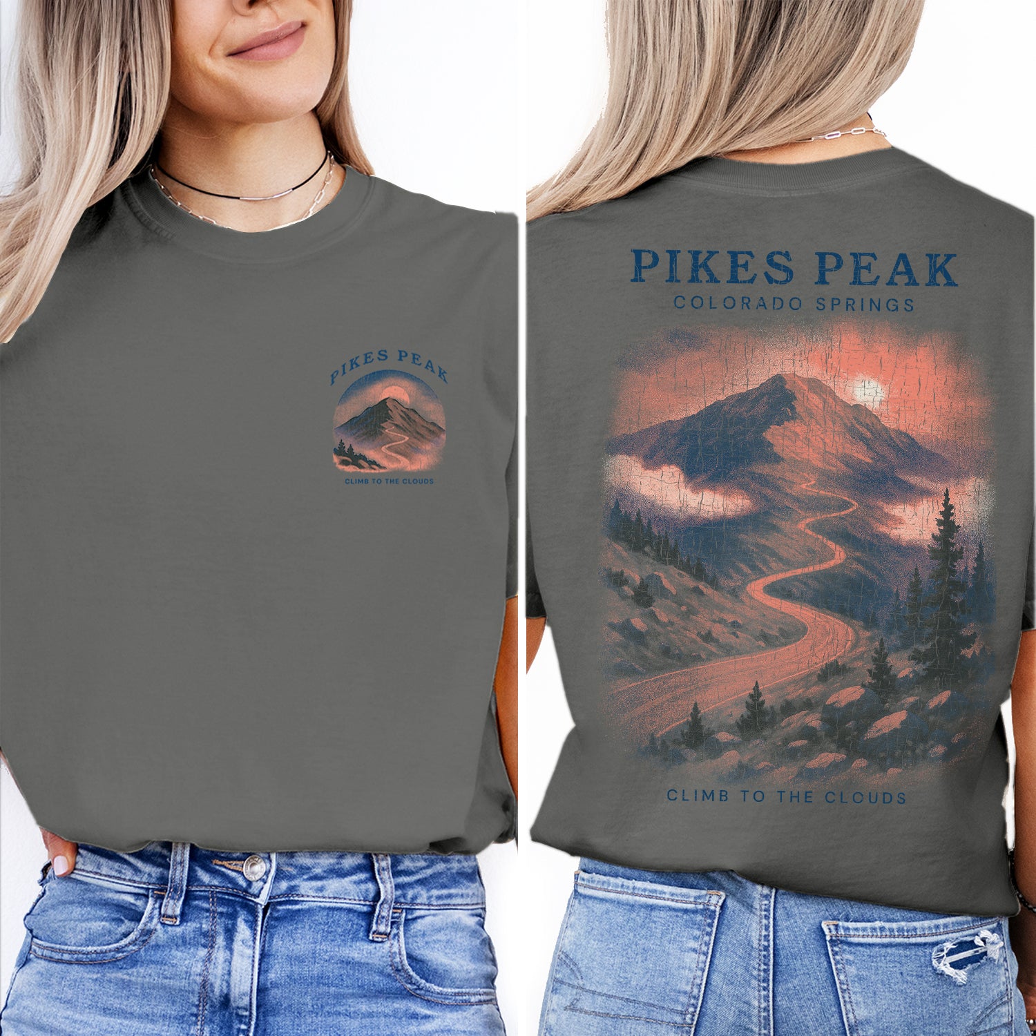 Pikes Peak Colorado Springs T-Shirt Vintage Mountain Tee | Colorado Travel Souvenir Shirt | Scenic Nature Graphic Hiking Tee
