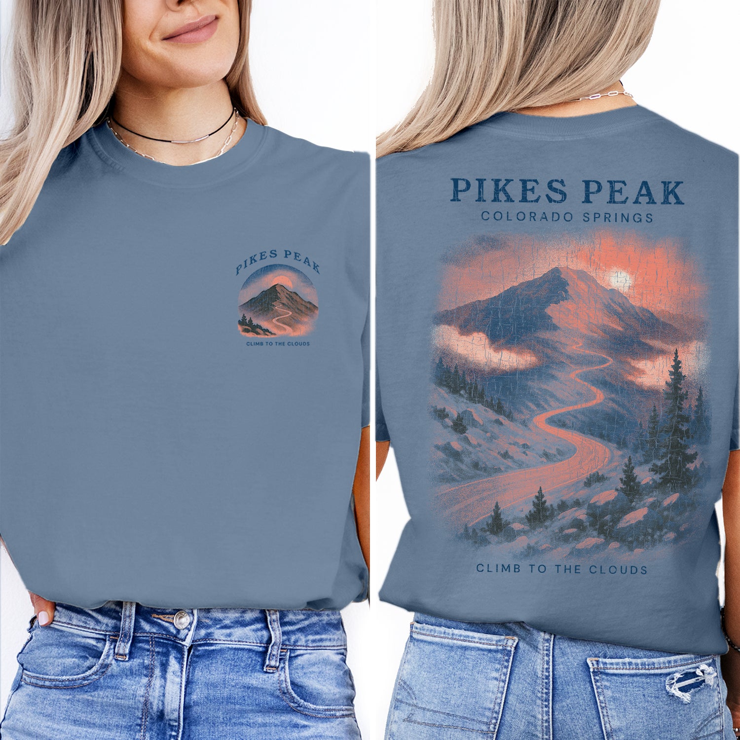 Pikes Peak Colorado Springs T-Shirt Vintage Mountain Tee | Colorado Travel Souvenir Shirt | Scenic Nature Graphic Hiking Tee