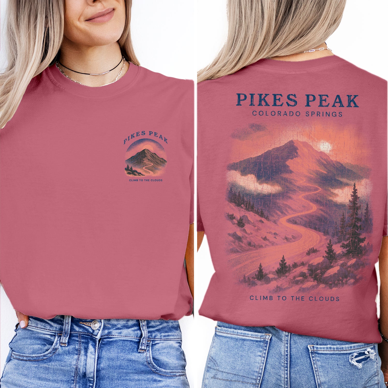 Pikes Peak Colorado Springs T-Shirt Vintage Mountain Tee | Colorado Travel Souvenir Shirt | Scenic Nature Graphic Hiking Tee