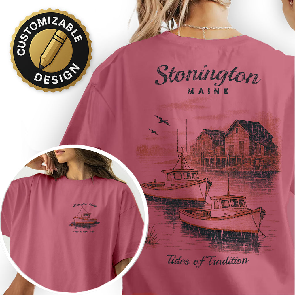 Stonington Maine T-Shirt – Tides of Tradition Lobster Boat Tee, Coastal Fishing Village Souvenir, Nautical Travel Gift