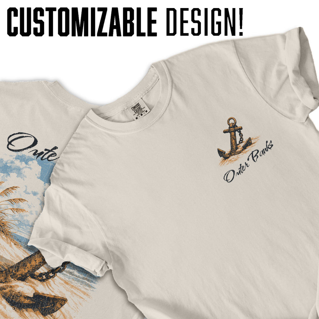 Outer Banks Anchor T-Shirt Vintage Coastal Beach Tee Nautical Ocean Graphic Shirt Retro Summer Vacation Gift