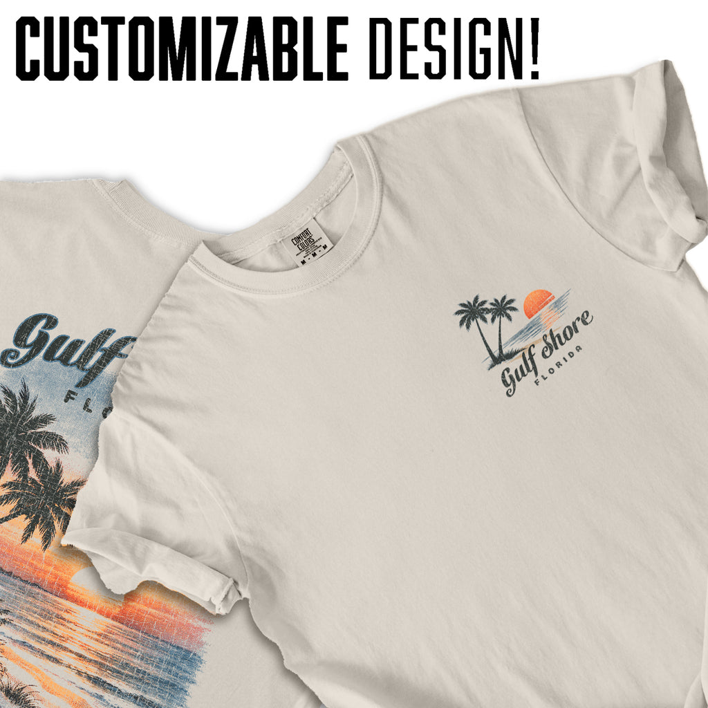 Gulf Shore Florida Sunset T-Shirt, Vintage Beach Palm Tree Tee, Coastal Ocean Graphic Shirt, Summer Vacation Tee