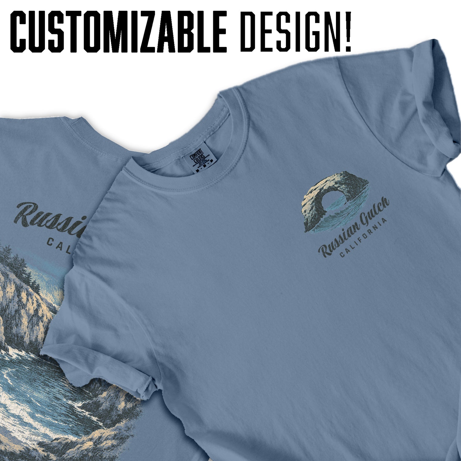 Russian Gulch California Shirt, Coastal Cliff Tee, Ocean Cove T-Shirt, Vintage Travel Graphic, Scenic Beach Nature Shirt