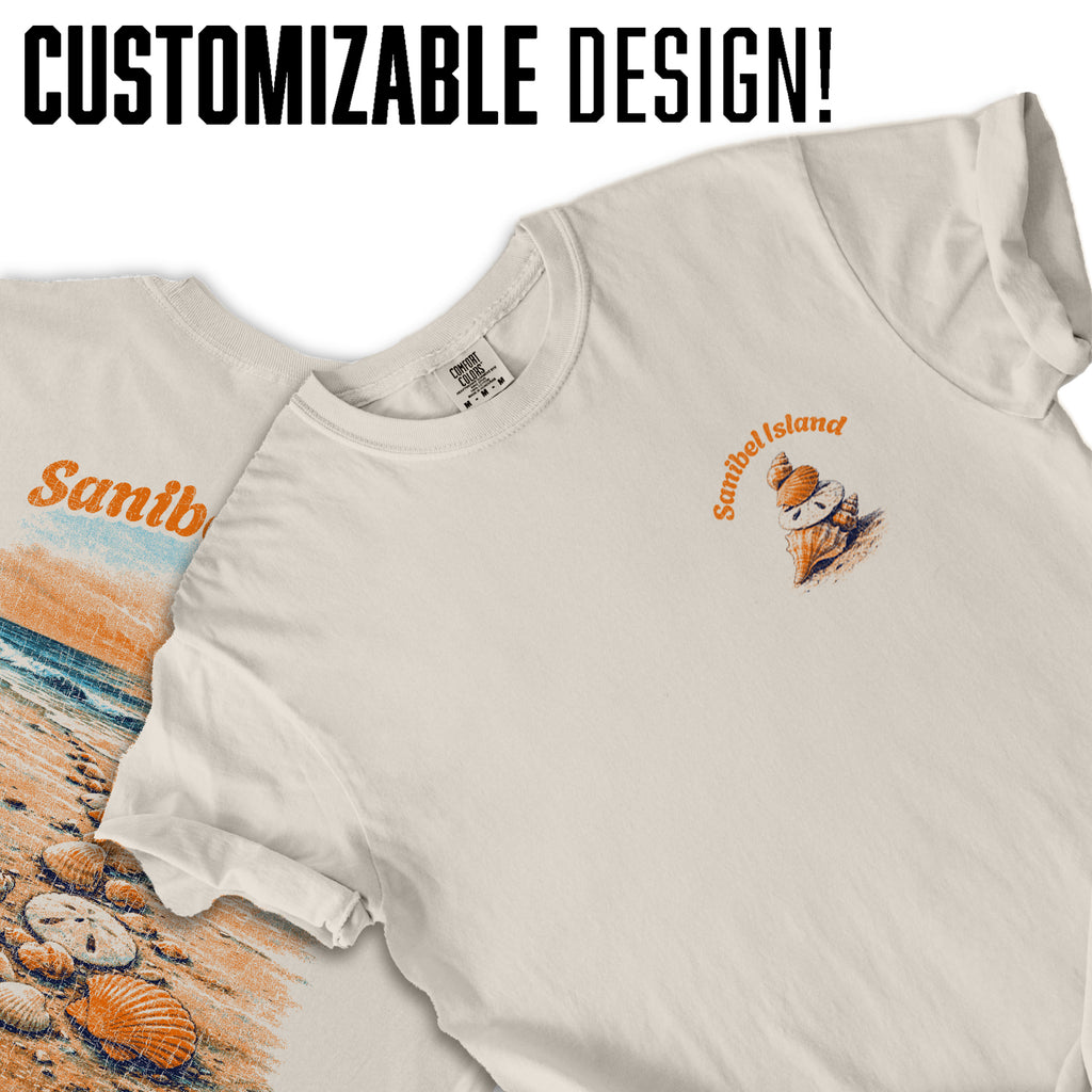 Sanibel Island Shell Shirt, Beach Sunset Tee, Coastal Florida T-Shirt, Seashell Graphic, Vacation Beach Souvenir Tee