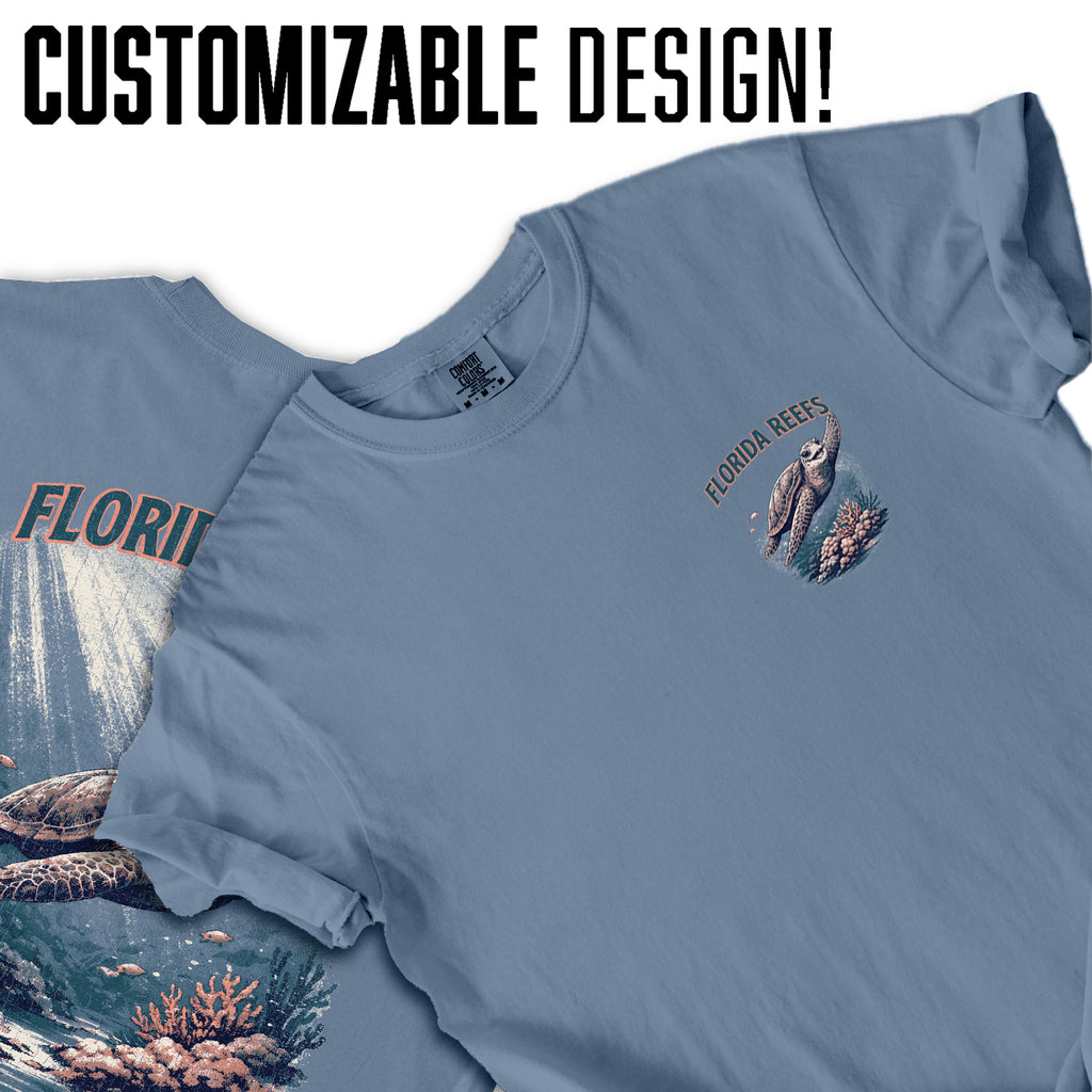 Florida Reefs Sea Turtle T-Shirt, Vintage Ocean Graphic Tee, Beach Coastal Shirt, Marine Life Summer Vacation Tee