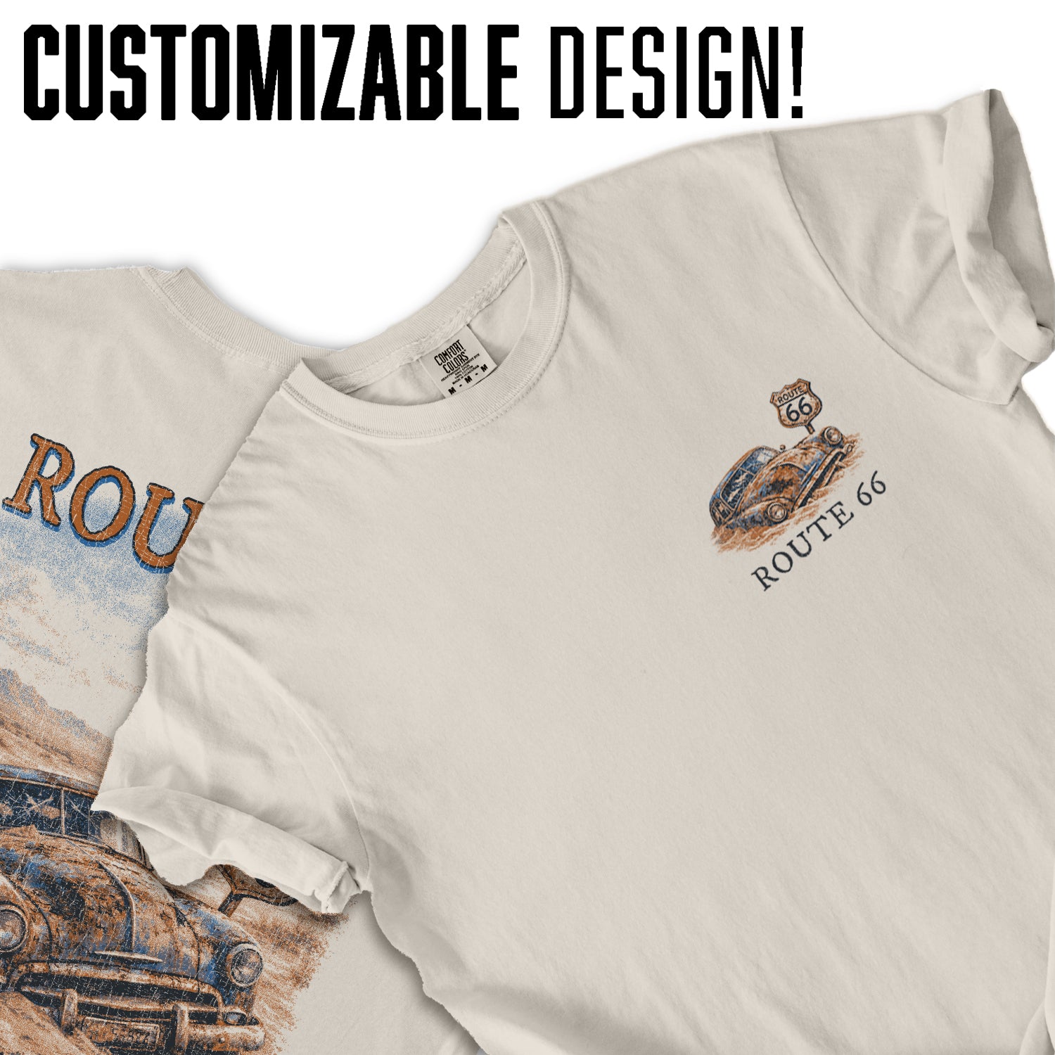 Route 66 Vintage Car Shirt, Retro Road Trip Tee, Classic Car Graphic T-Shirt, Americana Highway Tee, Desert Travel Shirt