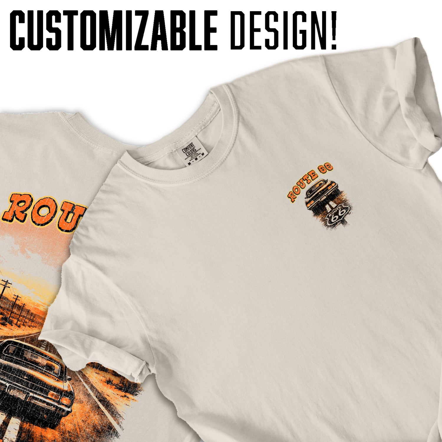 Route 66 Vintage Road Trip T-Shirt Retro Desert Highway Tee Classic Car Travel Graphic Adventure Shirt