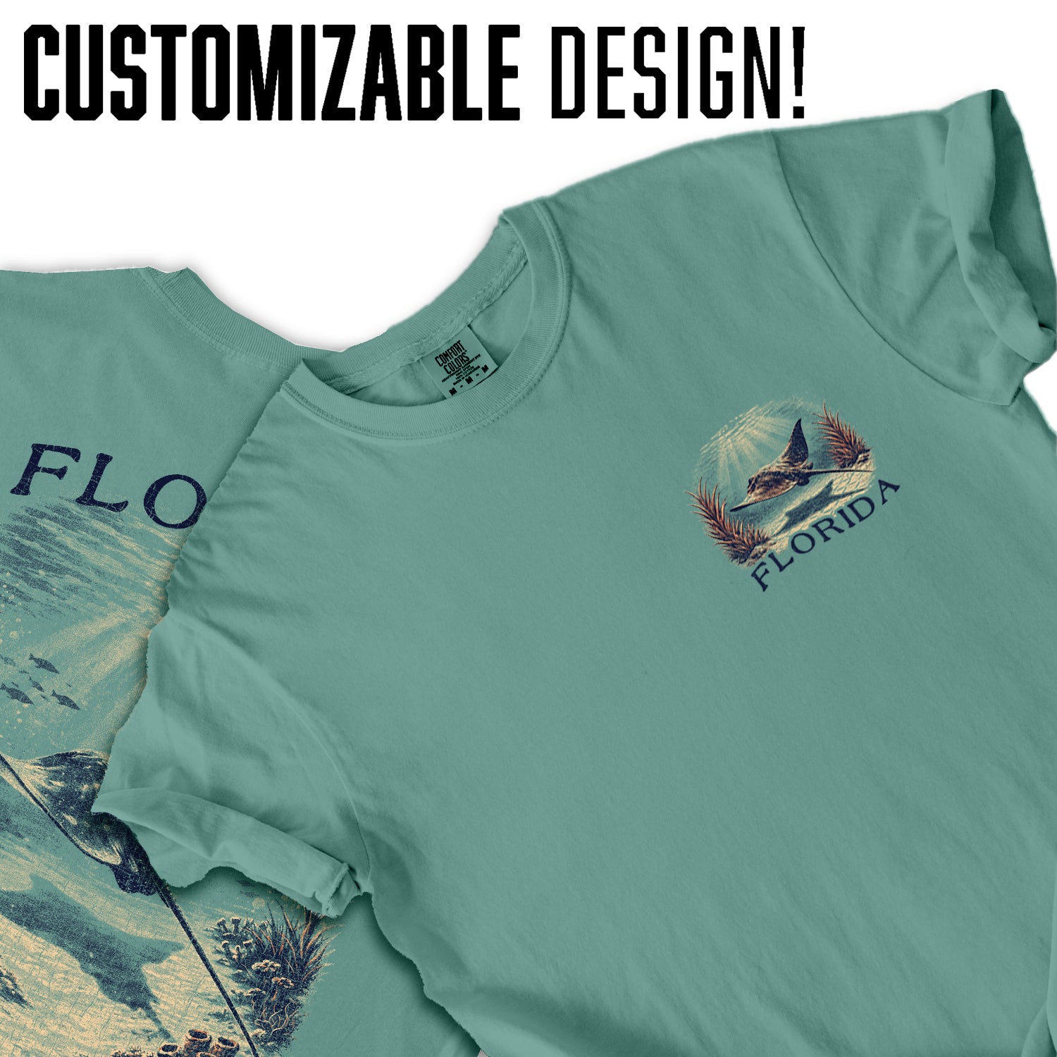 Florida Stingray Shirt, Ocean Wildlife Tee, Coastal Beach T-Shirt, Vintage Marine Life Graphic, Underwater Sea Ray Travel Shirt
