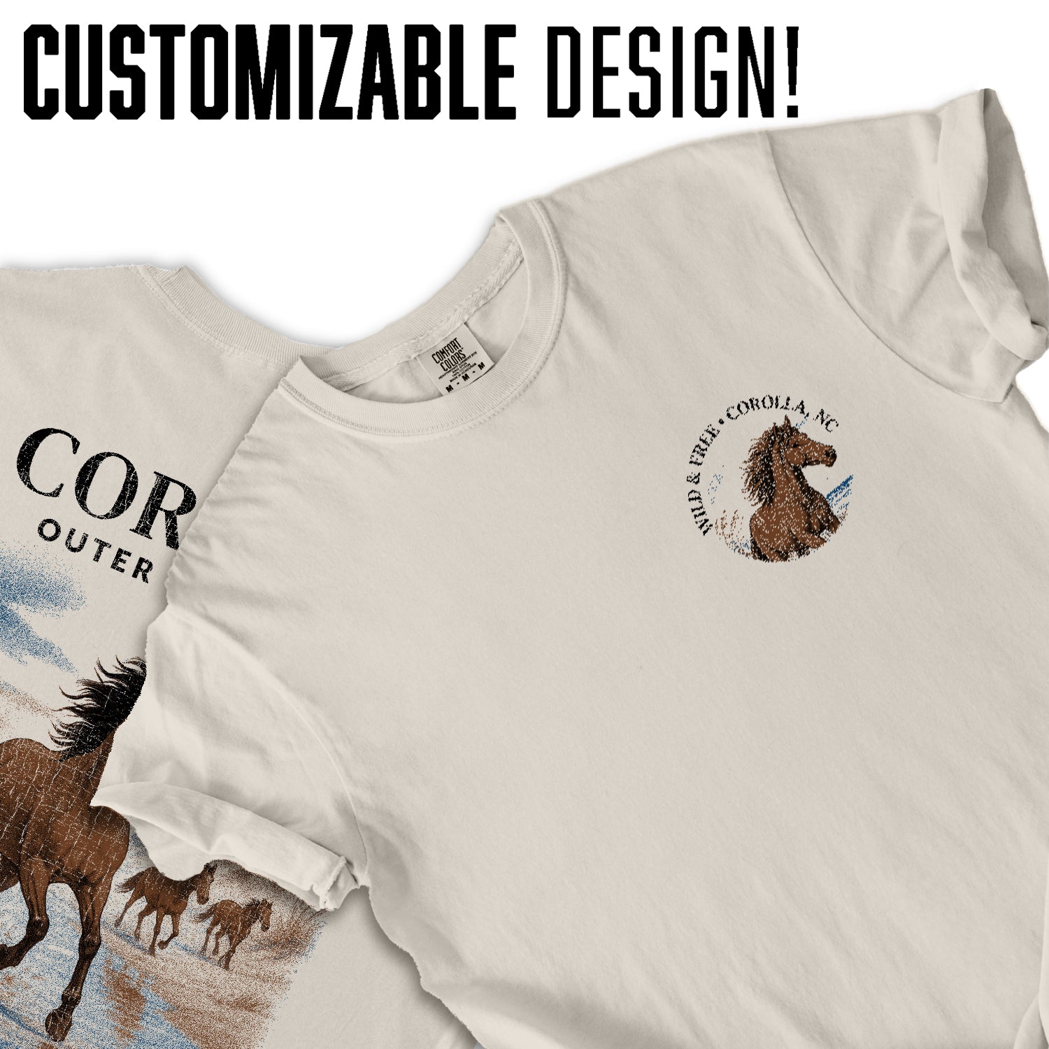 Corolla Outer Banks T-Shirt, Wild Horse Beach Tee, North Carolina Souvenir Shirt, Coastal Nature Graphic Top