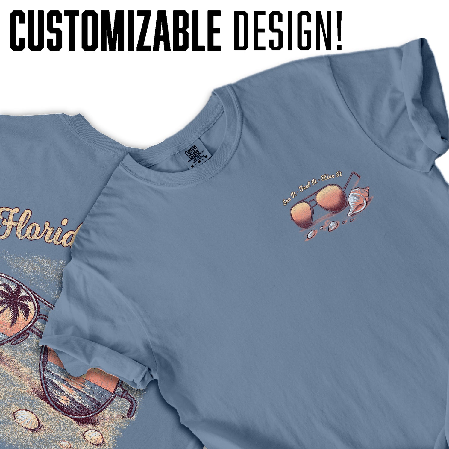 Florida Shores T-Shirt, Beach Sunset Reflection Tee, Coastal Vacation Souvenir Shirt, Retro Summer Graphic Top