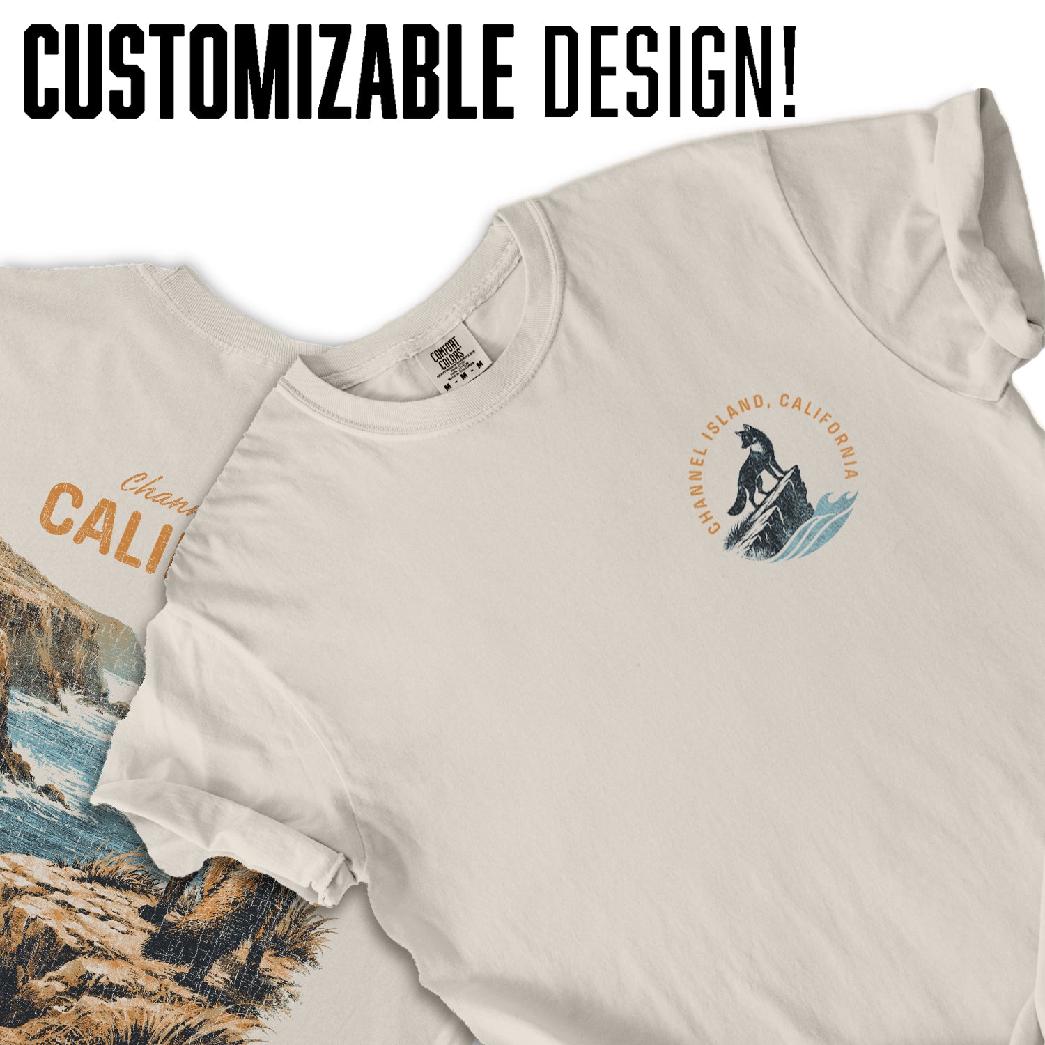 Channel Islands California Fox T-Shirt Vintage Coastal Graphic Tee, Wildlife Ocean Cliff Shirt, Retro Nature Beach Tee