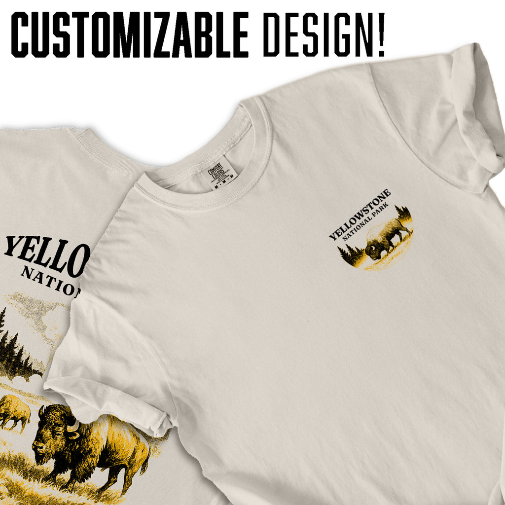 Yellowstone National Park T-Shirt Adventure Awaits Bison Graphic Tee | Retro Nature Hiking Travel Shirt for Outdoor Lovers
