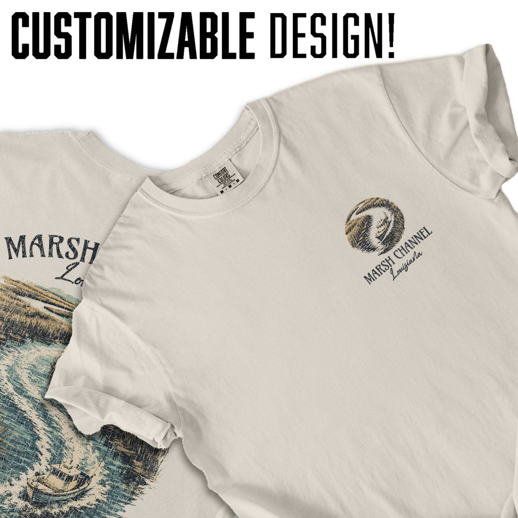 Marsh Channel Louisiana Shirt, Coastal Bayou Boat Tee, Vintage Fishing T-Shirt, Gulf Coast Nature Graphic Tee