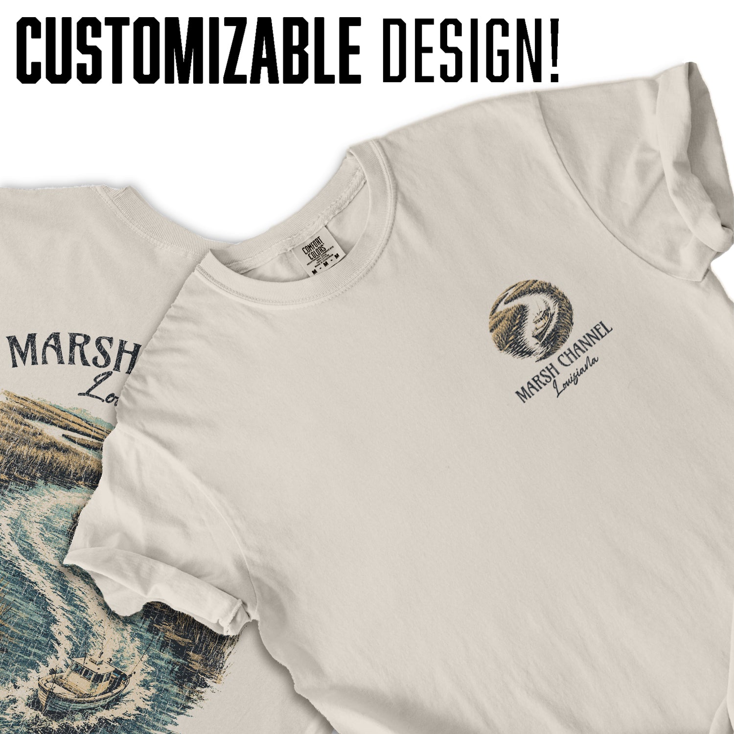 Marsh Channel Louisiana Shirt, Coastal Bayou Boat Tee, Vintage Fishing T-Shirt, Gulf Coast Nature Graphic Tee
