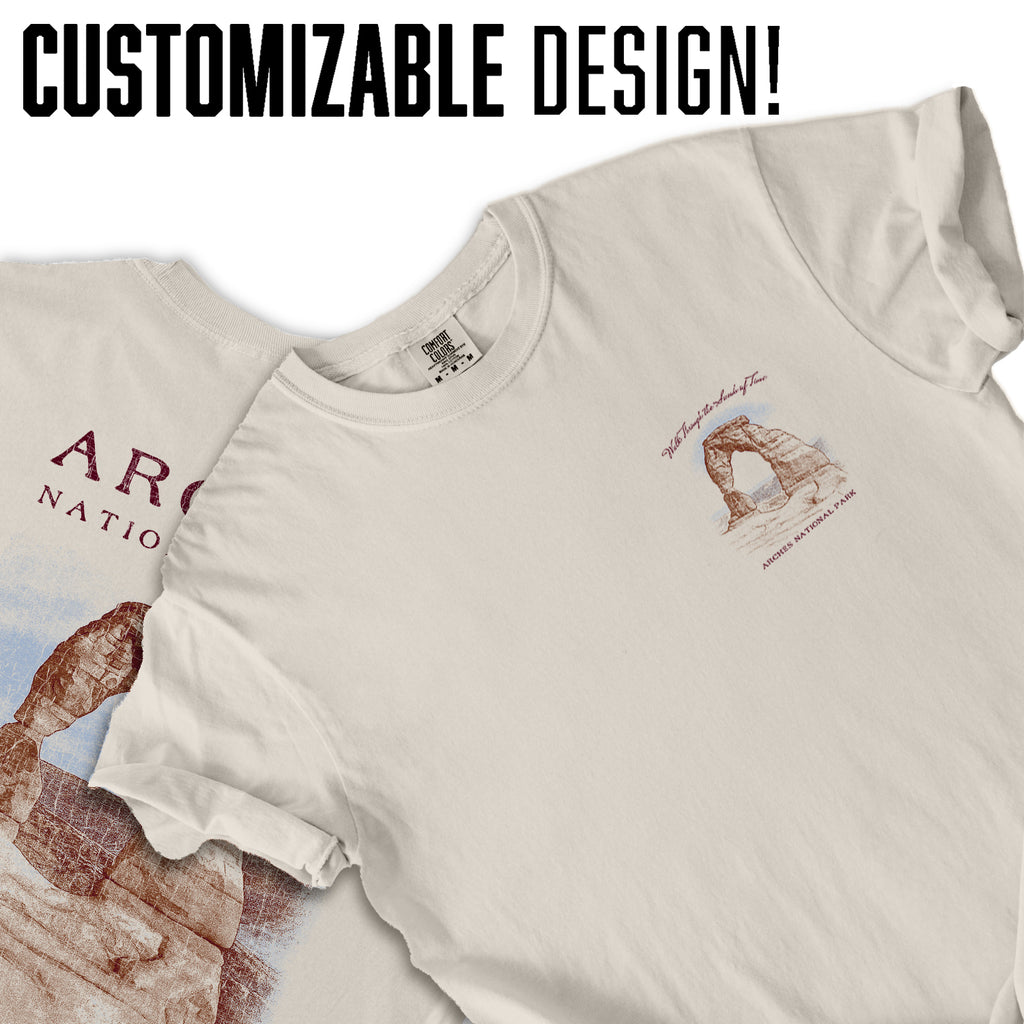 Arches National Park T-Shirt – Vintage Utah Travel Tee, Delicate Arch Design, Desert Souvenir Gift for Nature Lovers