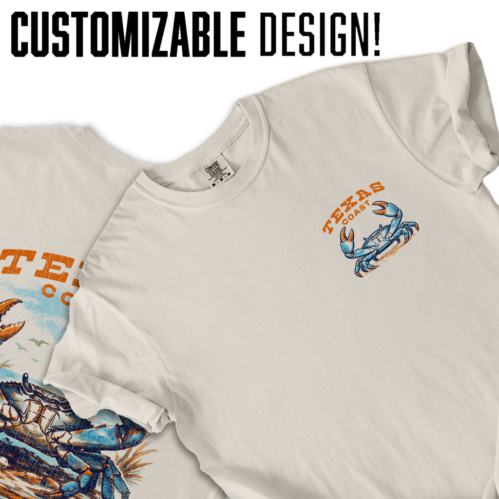 Texas Coast Crab T-Shirt Vintage Beach Graphic Tee, Coastal Gulf Shirt, Retro Ocean Wildlife Tee Hold Ground Shirt