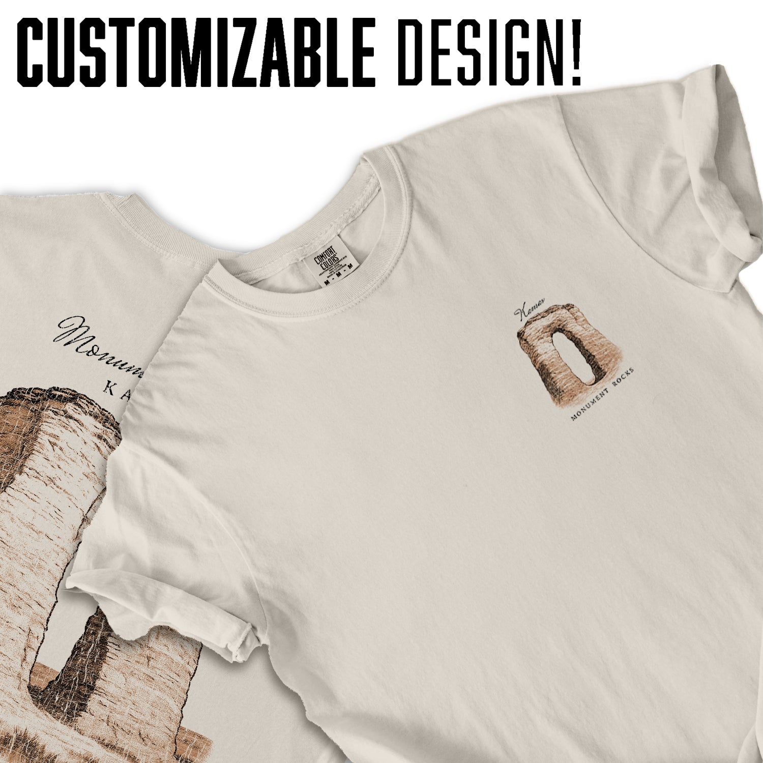 Monument Rocks Kansas T-Shirt Vintage Travel Tee | Kansas Landmark Souvenir Shirt | Prairie Rock Formation Nature Graphic Tee