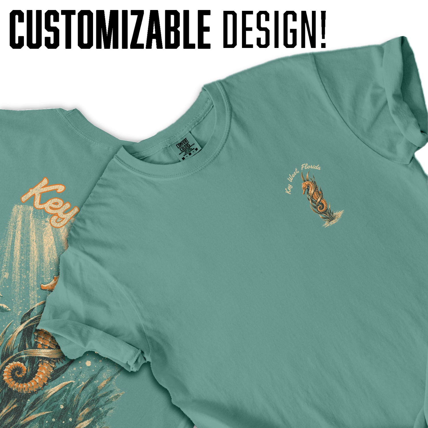 Key West Seahorse Shirt, Coastal Ocean Tee, Vintage Beach Graphic, Florida Keys Vacation Shirt, Nautical Sea Life Gift