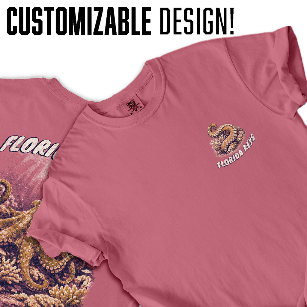 Florida Keys Octopus T-Shirt, Vintage Marine Life Tee, Coastal Ocean Graphic Shirt, Beach Vacation Souvenir Tee
