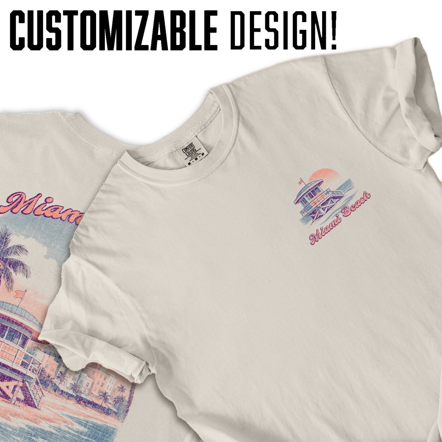 Miami Beach Vintage T-Shirt Retro Coastal Tee Pastel Surf Art Shirt Florida Vacation Graphic Beach Lover Gift