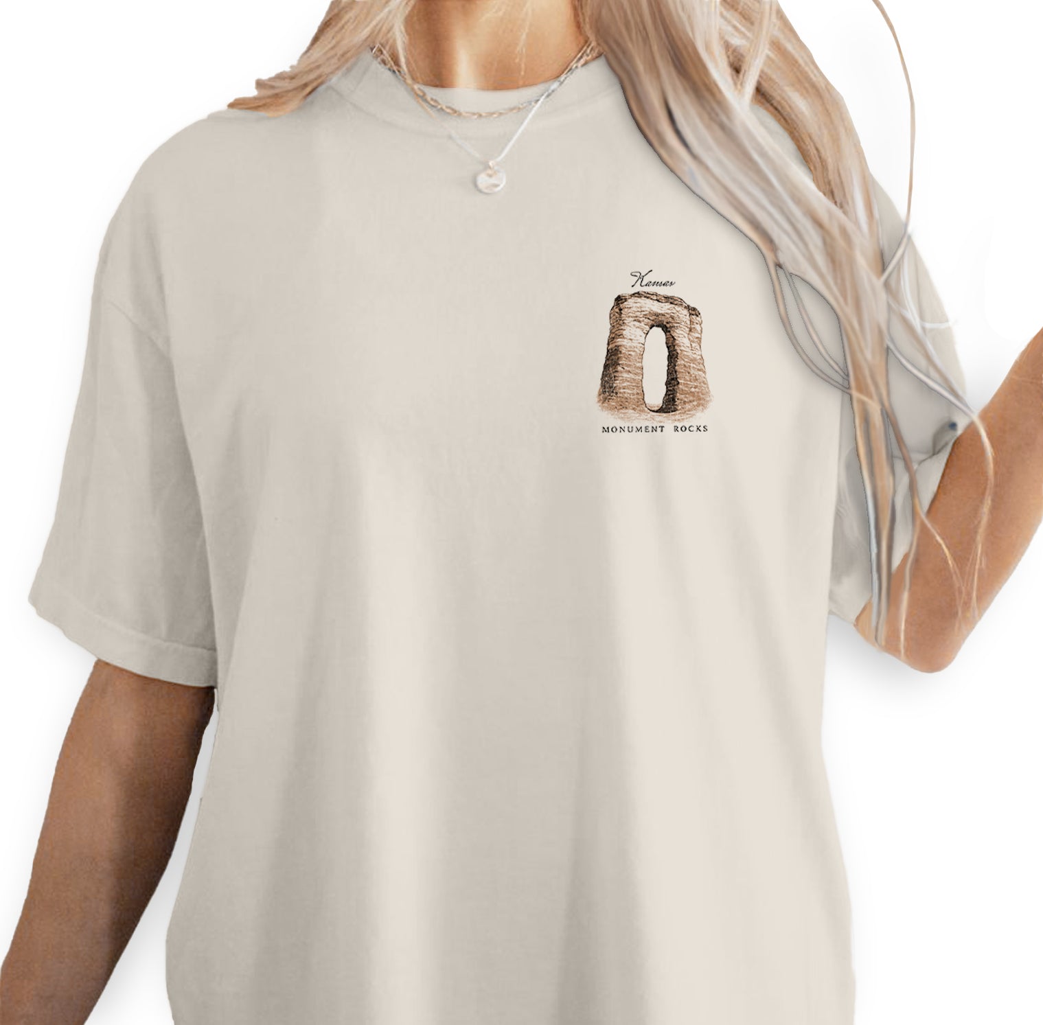 Monument Rocks Kansas T-Shirt Vintage Travel Tee | Kansas Landmark Souvenir Shirt | Prairie Rock Formation Nature Graphic Tee