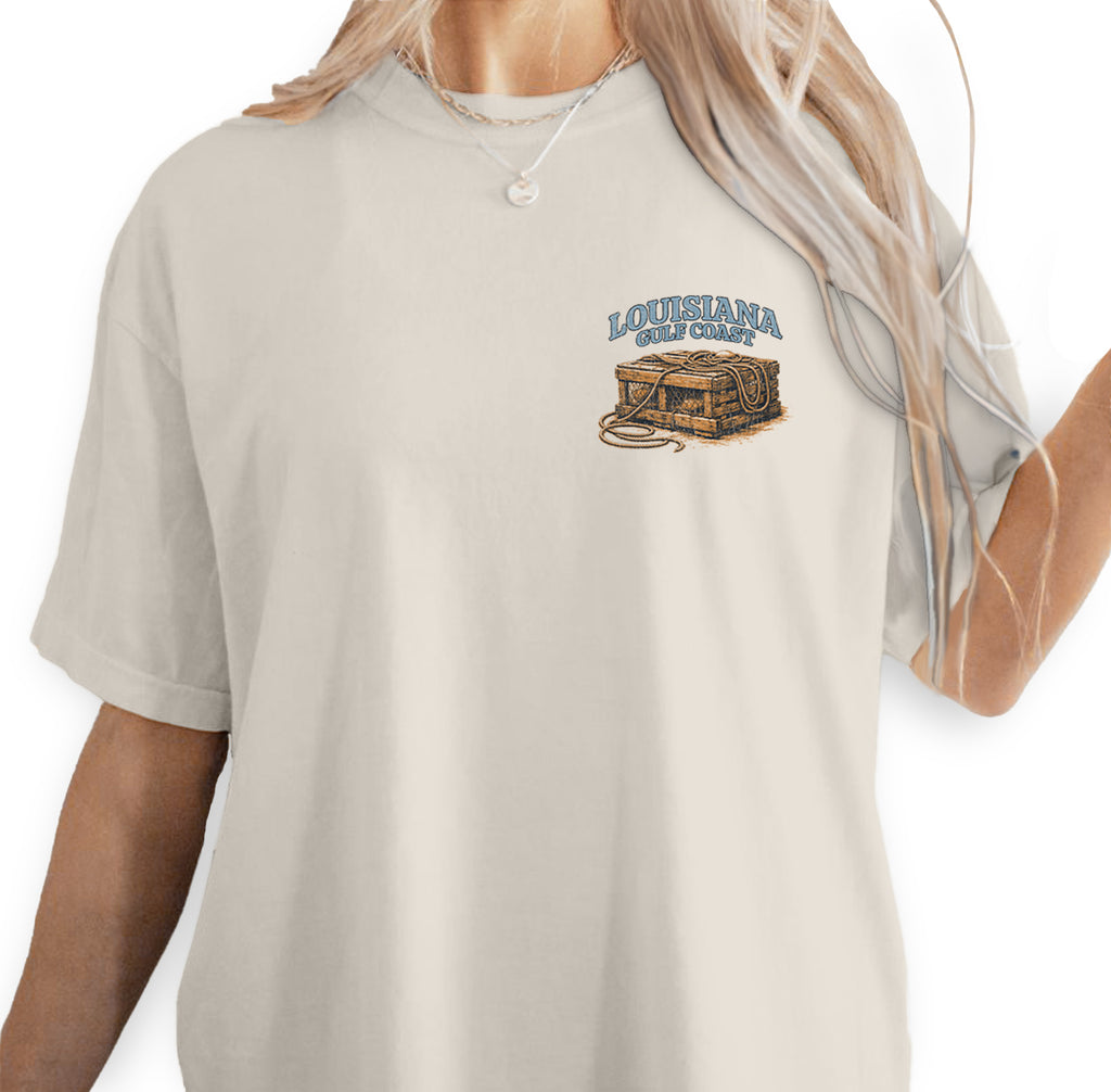 Louisiana Gulf Coast Shirt, Vintage Lobster Trap Tee, Coastal Fishing T-Shirt, Southern Bayou Graphic Tee Gift