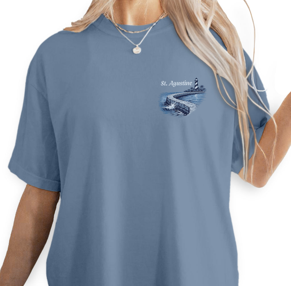 St Augustine Florida Shirt, Lighthouse Coastal Tee, Beach Ocean T-Shirt, Vintage Travel Graphic, Seaside Landscape Tee