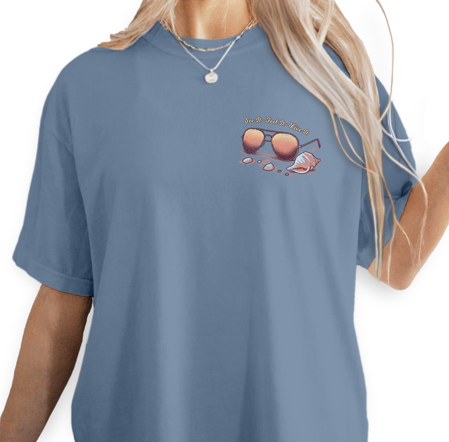 Florida Shores T-Shirt, Beach Sunset Reflection Tee, Coastal Vacation Souvenir Shirt, Retro Summer Graphic Top