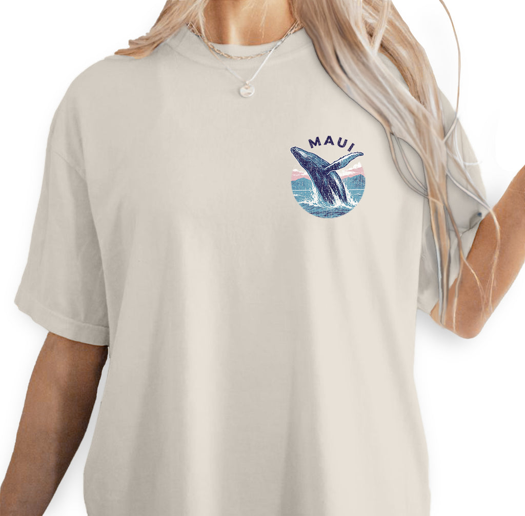 Maui Hawaii Whale T-Shirt, Vintage Ocean Graphic Tee, Tropical Souvenir Shirt, Humpback Whale Gift, Beach Vacation Top
