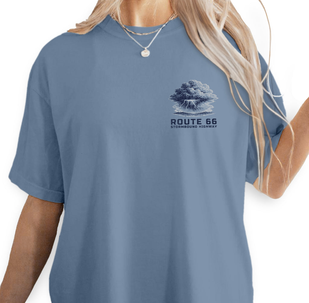 Route 66 Storm Shirt, Vintage Highway Tee, Road Trip T-Shirt, Lightning Storm Graphic, Retro Travel Desert Road Tee