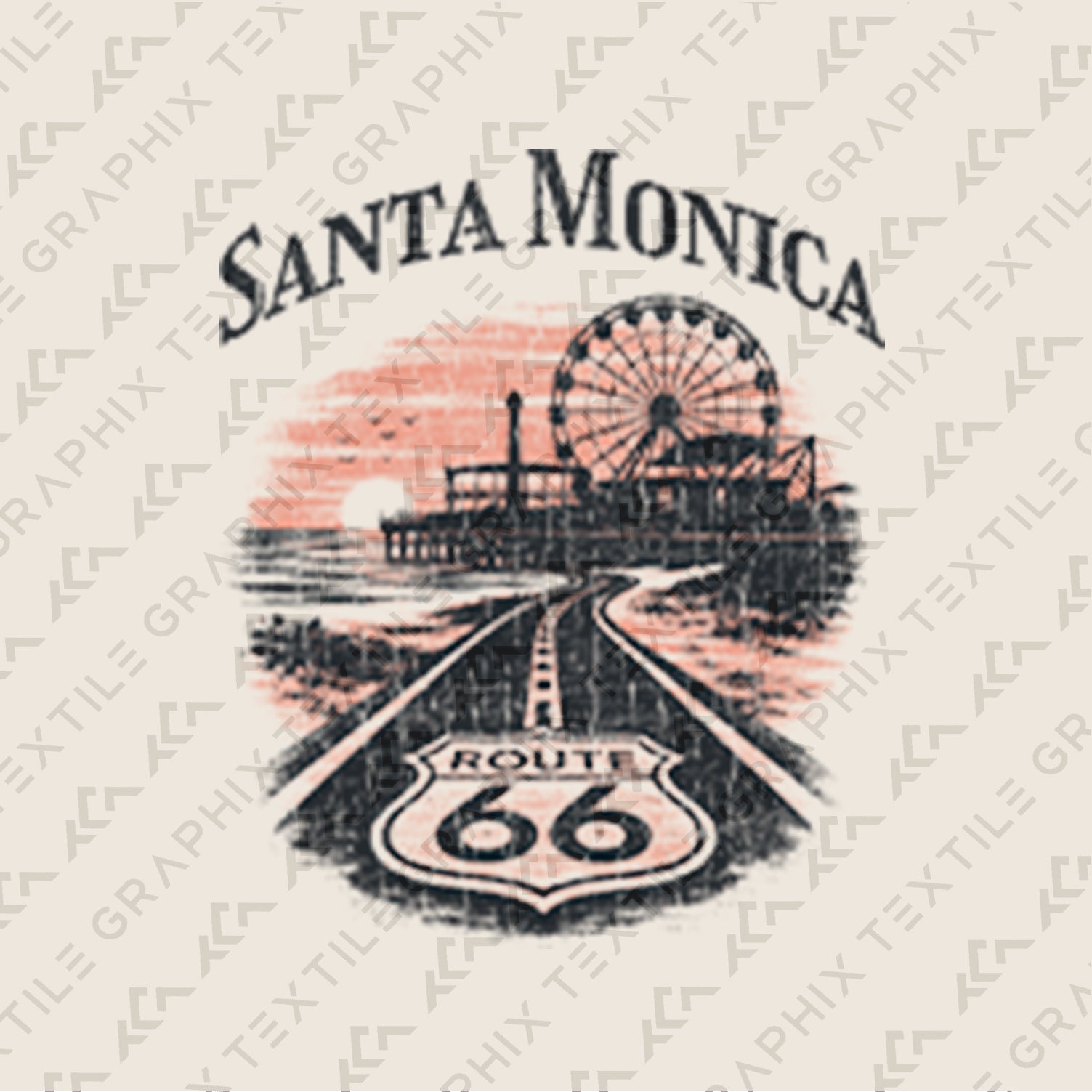 Santa Monica Pier Route 66 Shirt, California Beach Tee, Vintage Coastal T-Shirt, Retro Travel Graphic, Ocean Sunset Tee