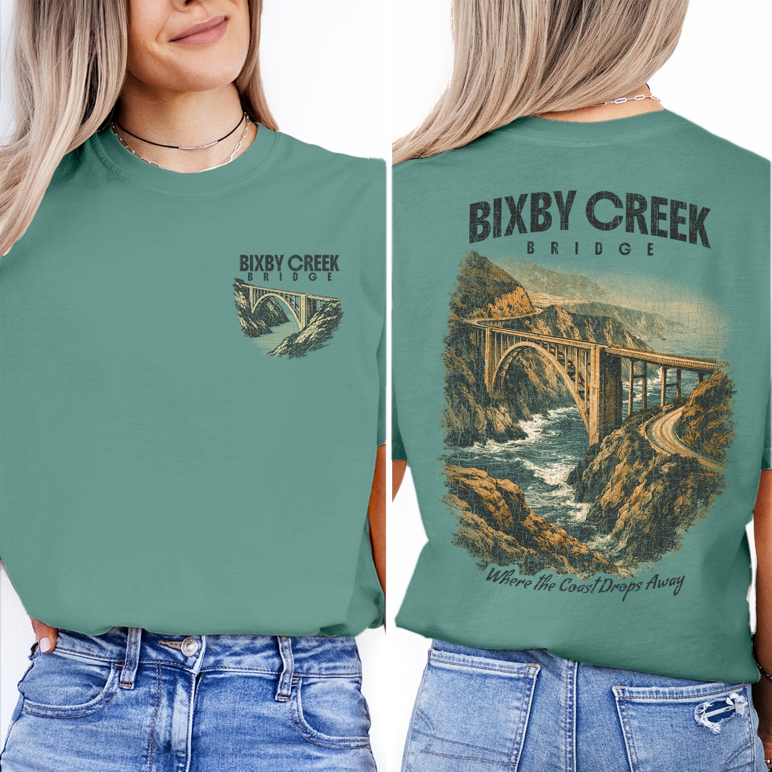 Bixby Creek Bridge Shirt, Big Sur California Tee, Coastal Landscape T-Shirt, Vintage Travel Graphic, Scenic Ocean Cliff Road Trip Tee