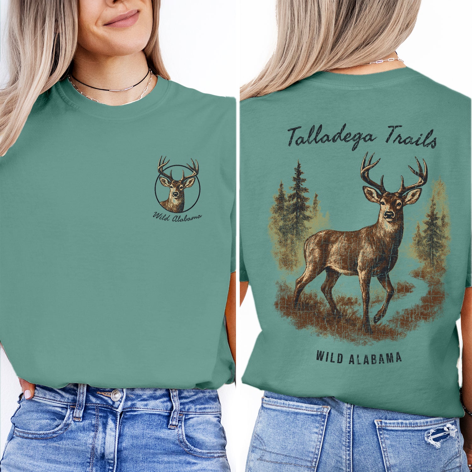Talladega Trails T-Shirt, Wild Alabama Deer Tee, Rustic Wildlife Graphic Shirt, Hunting Souvenir Gift for Nature Lovers