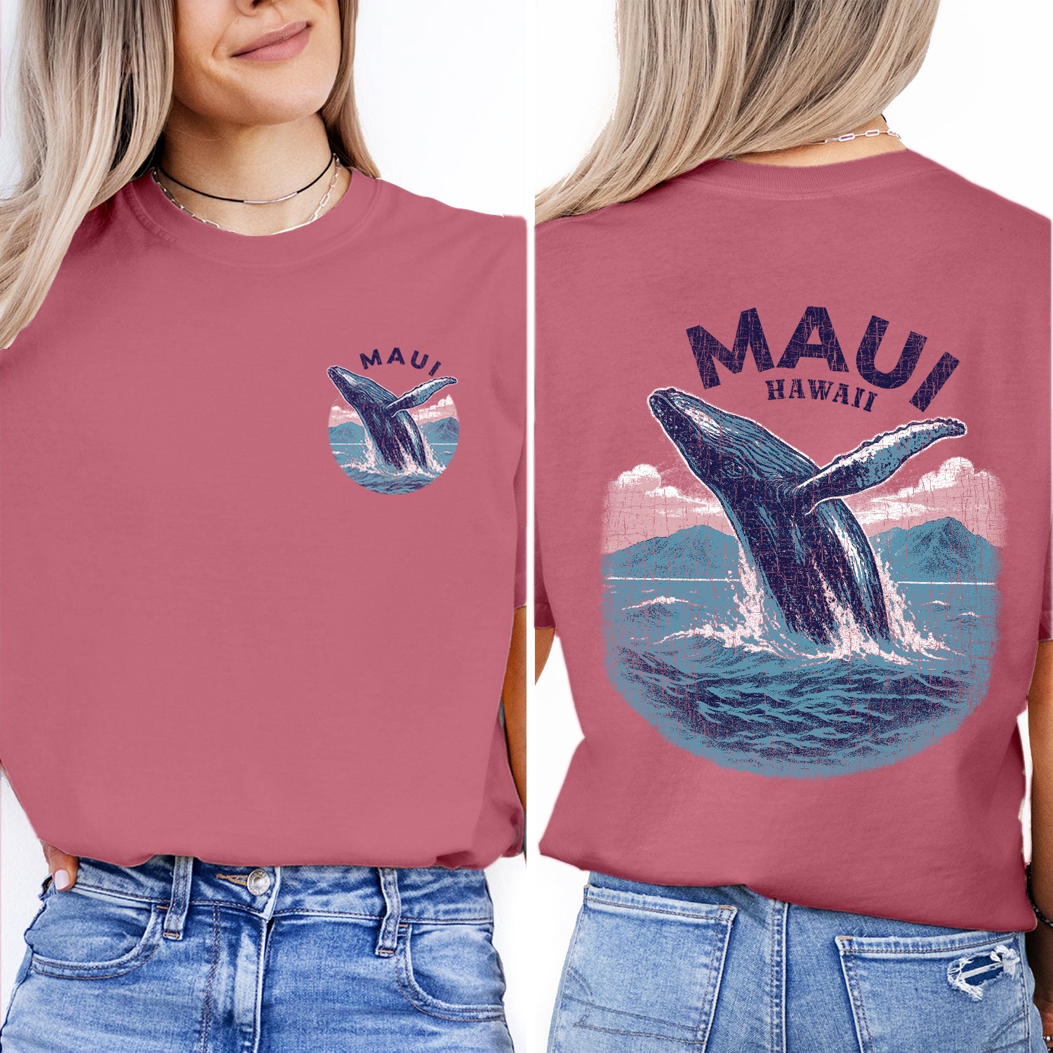 Maui Hawaii Whale T-Shirt, Vintage Ocean Graphic Tee, Tropical Souvenir Shirt, Humpback Whale Gift, Beach Vacation Top