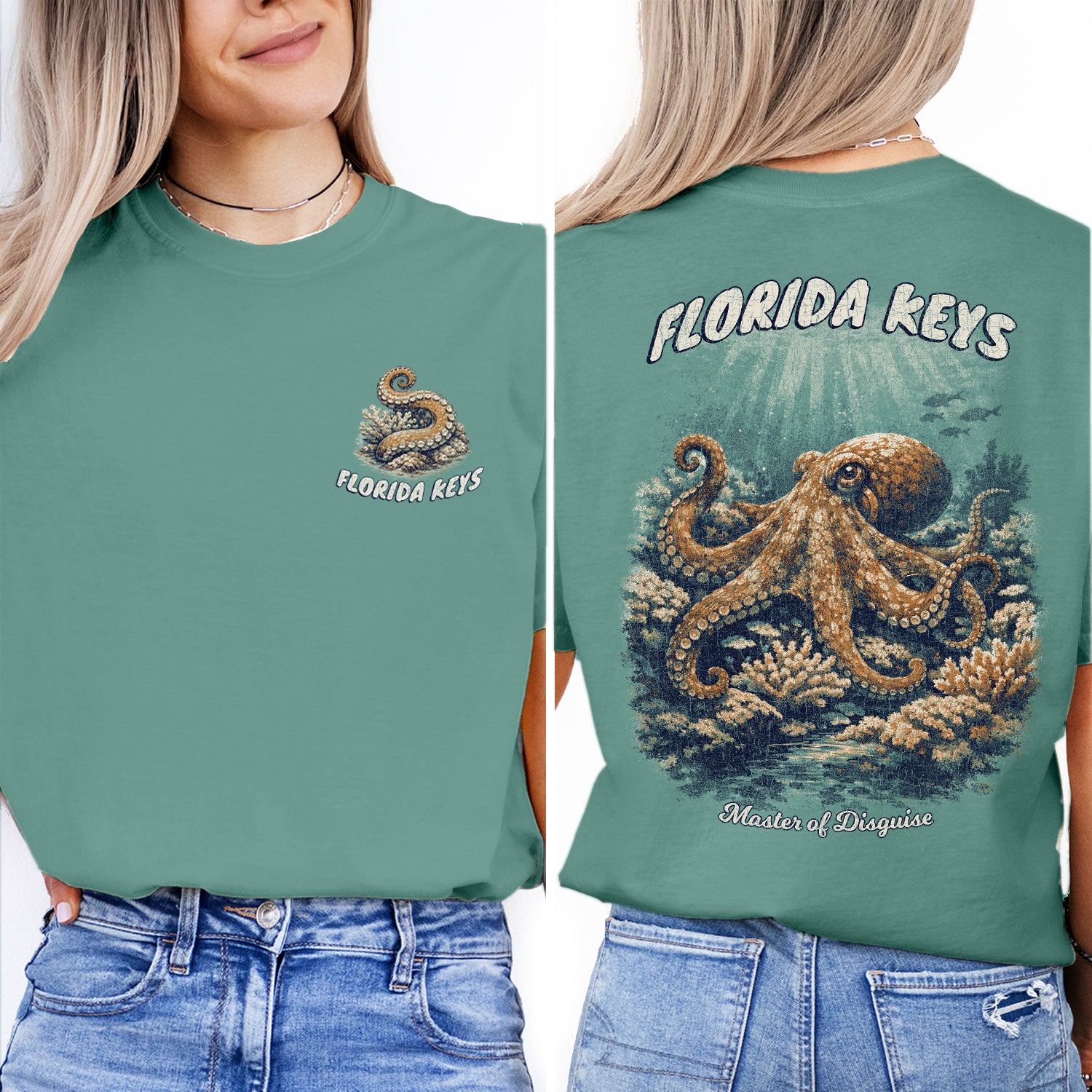 Florida Keys Octopus T-Shirt, Vintage Marine Life Tee, Coastal Ocean Graphic Shirt, Beach Vacation Souvenir Tee