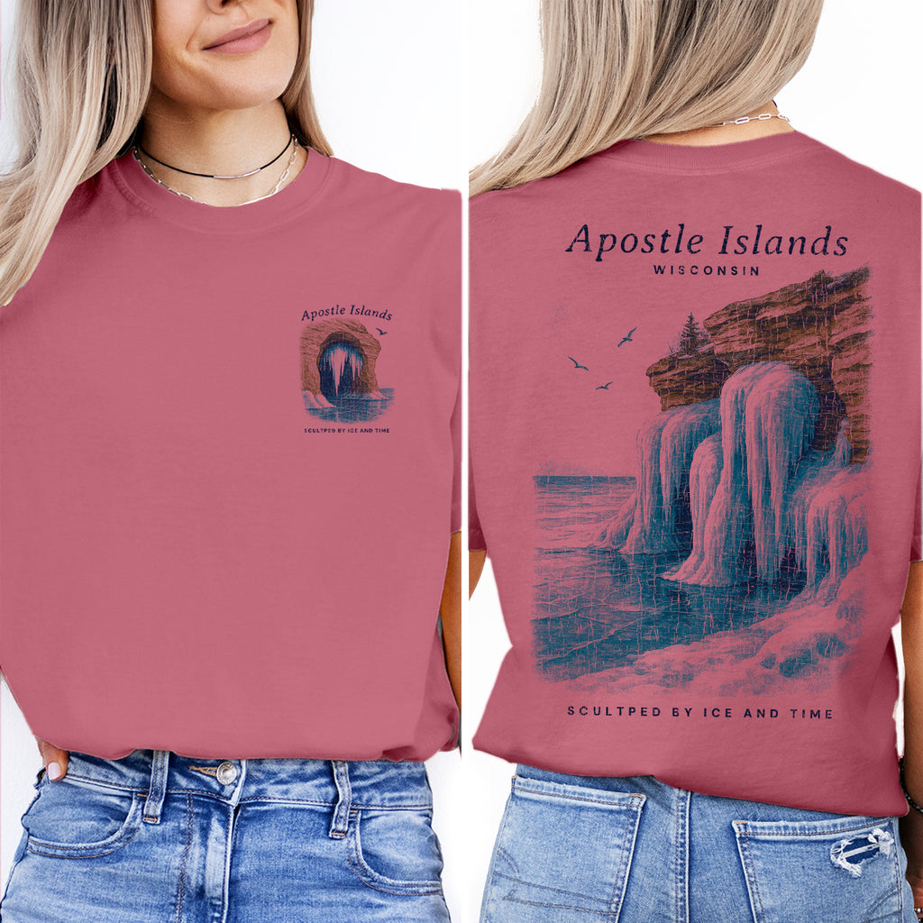 Apostle Islands Wisconsin T-Shirt Vintage Lake Superior Ice Caves Tee | Travel Souvenir Shirt | Scenic Nature Graphic