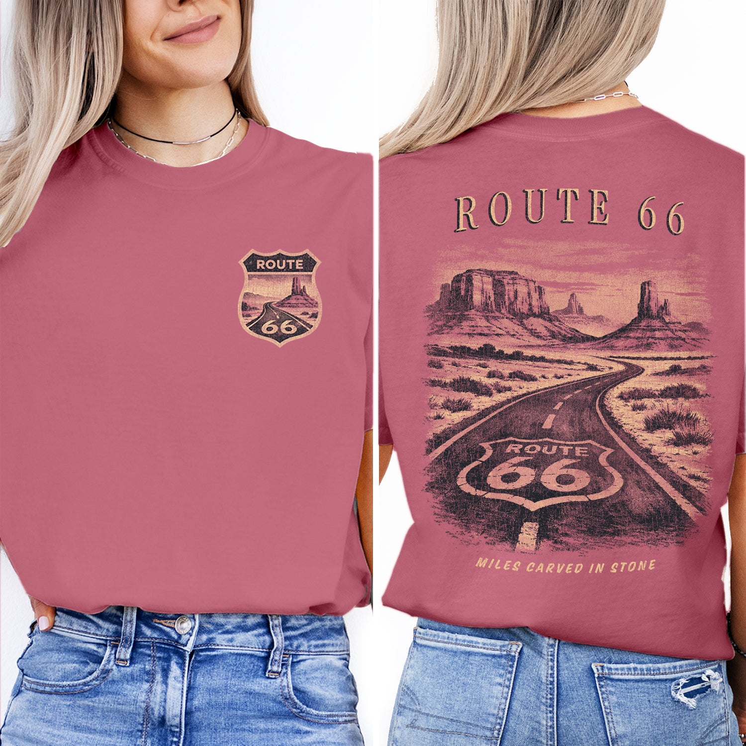 Route 66 Desert Landscape Shirt, Vintage Road Trip Tee, Americana Highway T-Shirt, Scenic Desert Graphic, Retro Travel Tee