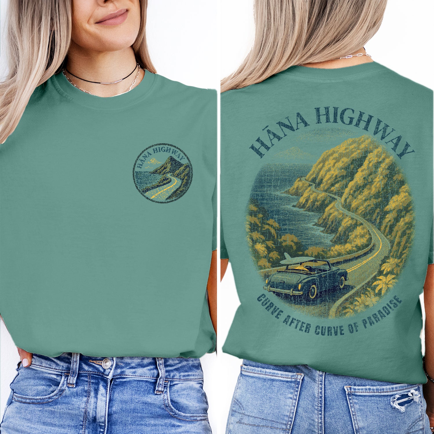 Hāna Highway Hawaii T-Shirt, Maui Souvenir Tee, Vintage Surf Car Graphic, Road Trip Beach Shirt, Paradise Travel Gift