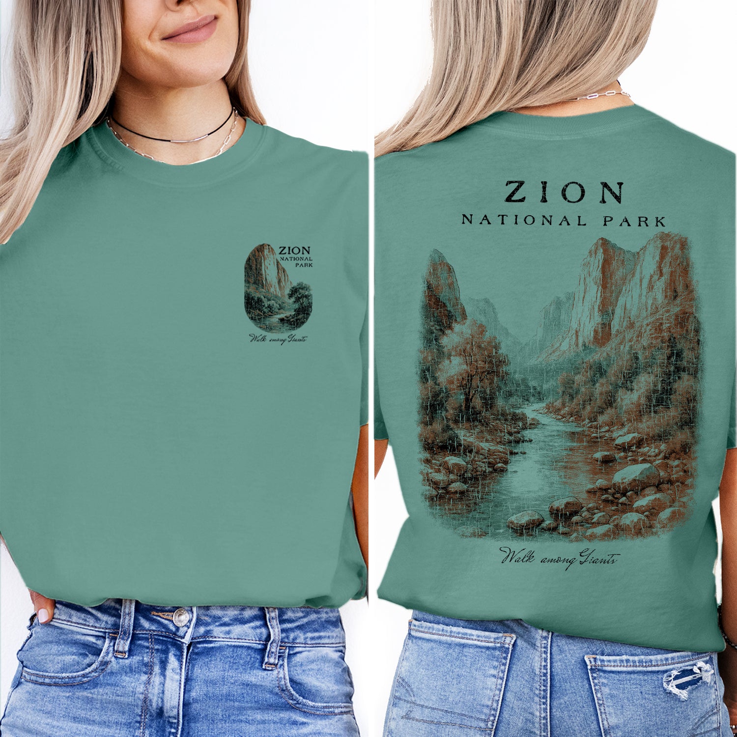 Zion National Park T-Shirt Vintage Utah Landscape Tee | Zion Canyon Travel Souvenir Shirt | Retro Nature Graphic Walk Among Giants