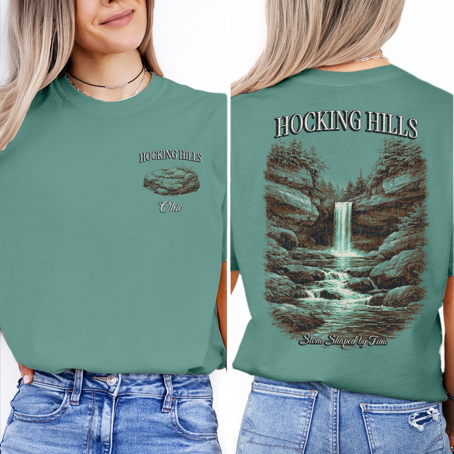 Hocking Hills Ohio Waterfall T-Shirt, Vintage Nature Hiking Tee, Hocking Hills State Park Shirt, Ohio Travel Souvenir
