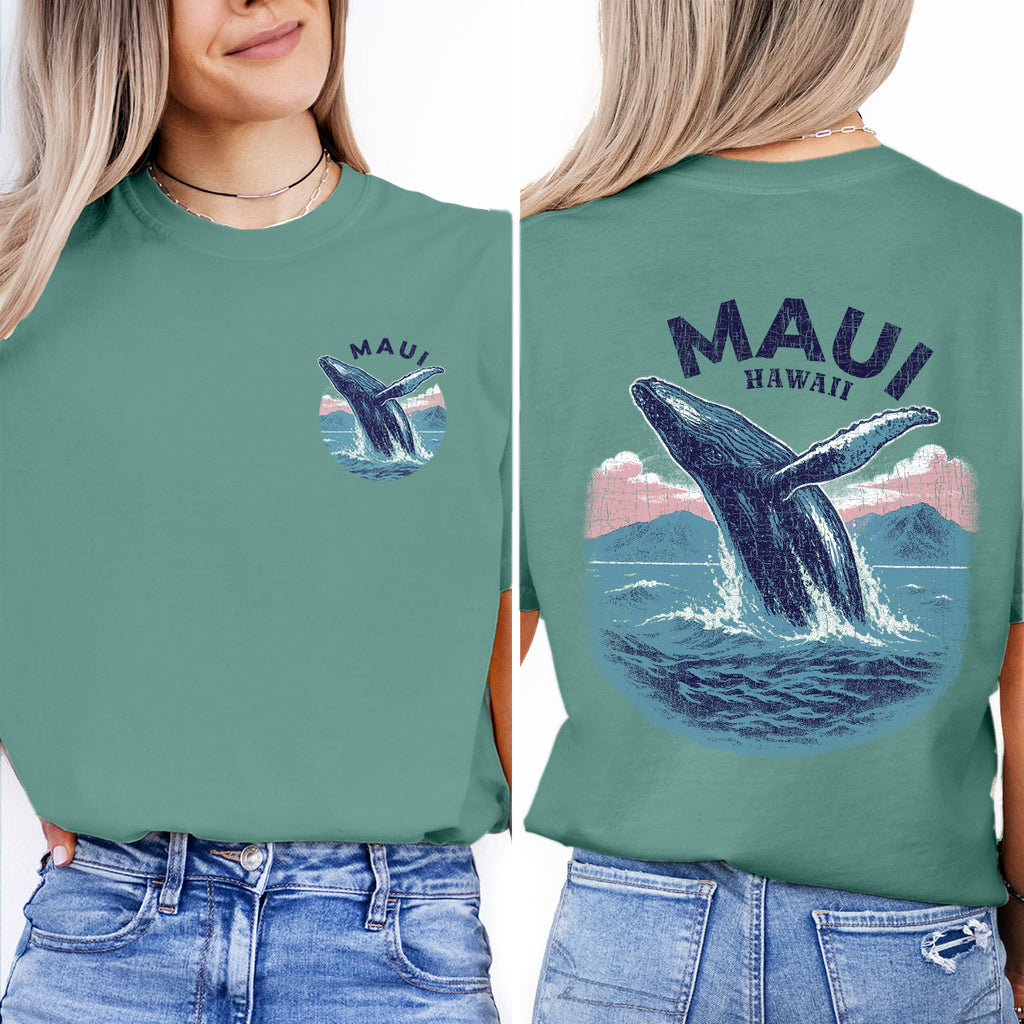 Maui Hawaii Whale T-Shirt, Vintage Ocean Graphic Tee, Tropical Souvenir Shirt, Humpback Whale Gift, Beach Vacation Top