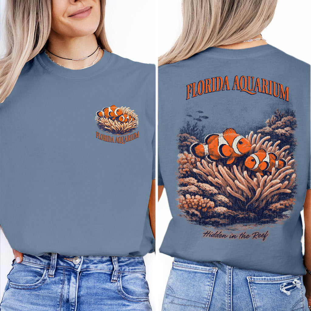 Florida Aquarium Clownfish T-Shirt, Coral Reef Vintage Tee, Beach Ocean Graphic Shirt, Marine Life Summer Travel Shirt