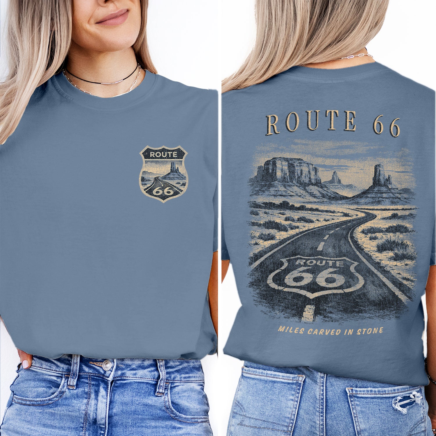 Route 66 Desert Landscape Shirt, Vintage Road Trip Tee, Americana Highway T-Shirt, Scenic Desert Graphic, Retro Travel Tee
