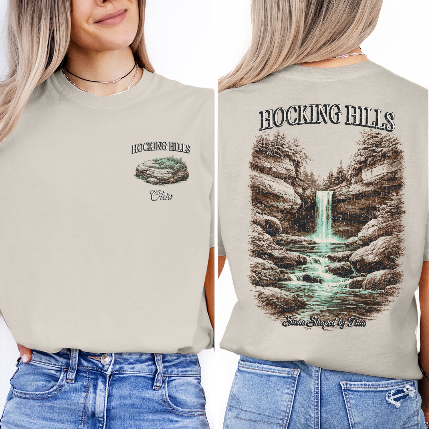 Hocking Hills Ohio Waterfall T-Shirt, Vintage Nature Hiking Tee, Hocking Hills State Park Shirt, Ohio Travel Souvenir