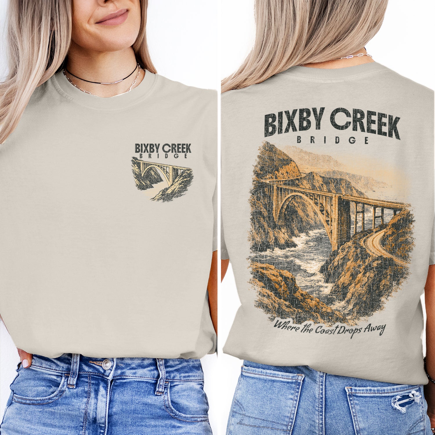 Bixby Creek Bridge Shirt, Big Sur California Tee, Coastal Landscape T-Shirt, Vintage Travel Graphic, Scenic Ocean Cliff Road Trip Tee
