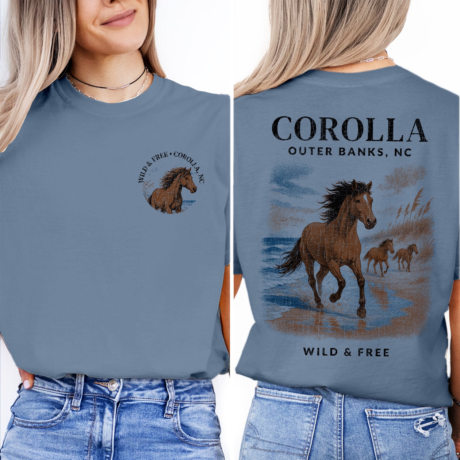 Corolla Outer Banks T-Shirt, Wild Horse Beach Tee, North Carolina Souvenir Shirt, Coastal Nature Graphic Top