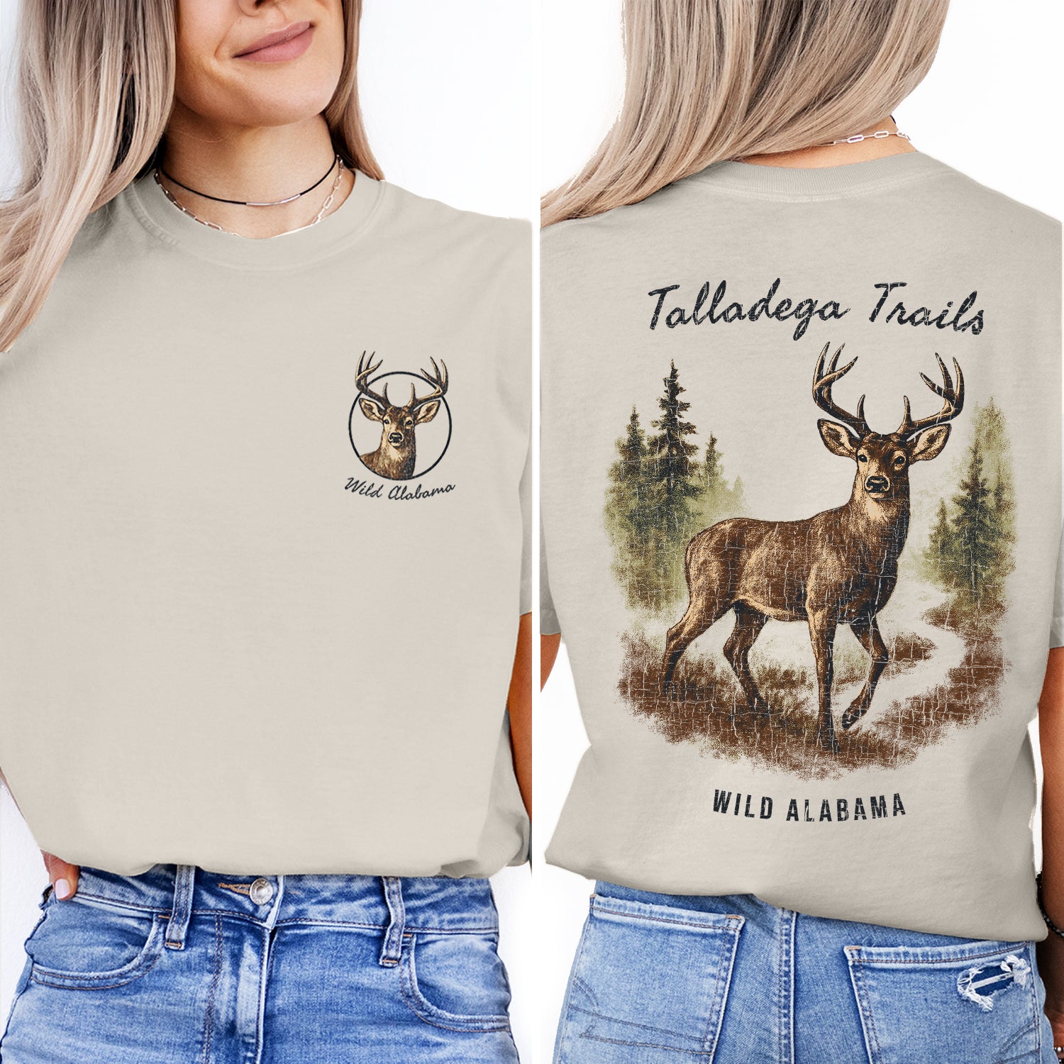 Talladega Trails T-Shirt, Wild Alabama Deer Tee, Rustic Wildlife Graphic Shirt, Hunting Souvenir Gift for Nature Lovers