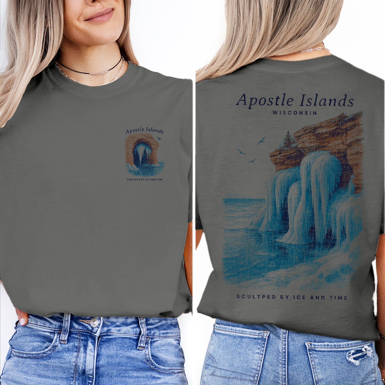 Apostle Islands Wisconsin T-Shirt Vintage Lake Superior Ice Caves Tee | Travel Souvenir Shirt | Scenic Nature Graphic