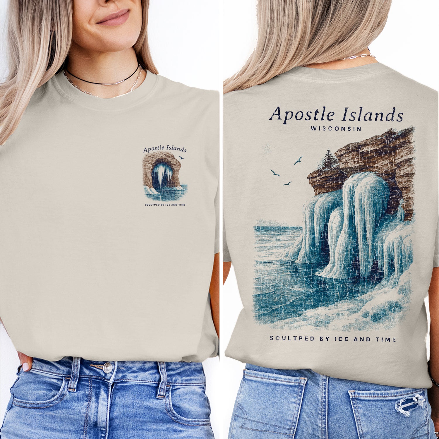 Apostle Islands Wisconsin T-Shirt Vintage Lake Superior Ice Caves Tee | Travel Souvenir Shirt | Scenic Nature Graphic